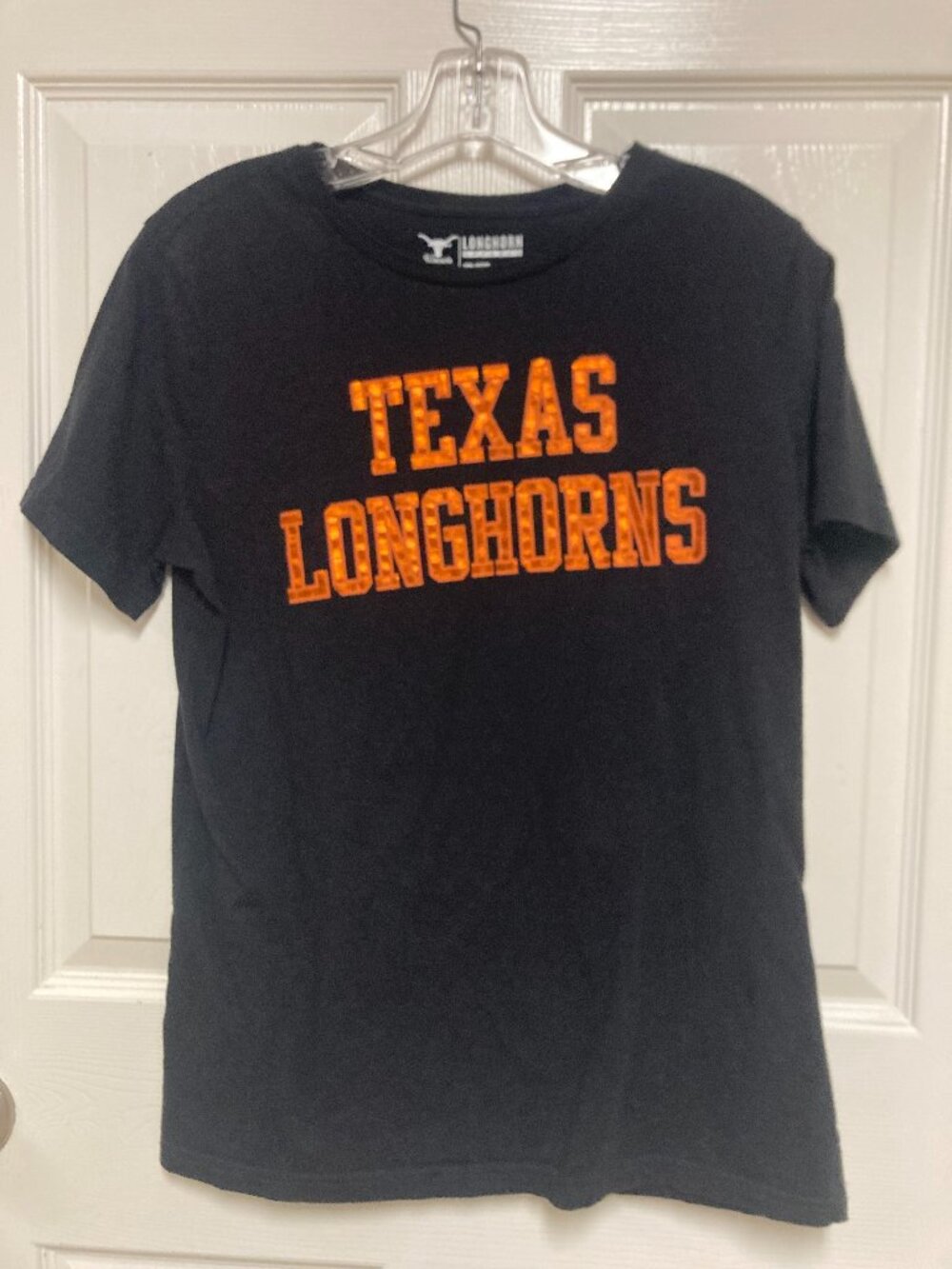 Longhorn Apparel Texas Longhorn 100% cotton tee shirt black w/shiny orange logo